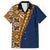 Samoan Siapo Family Matching Summer Maxi Dress and Hawaiian Shirt Tatau Pattern Half Style LT03 Dad's Shirt - Short Sleeve Yellow - Polynesian Pride