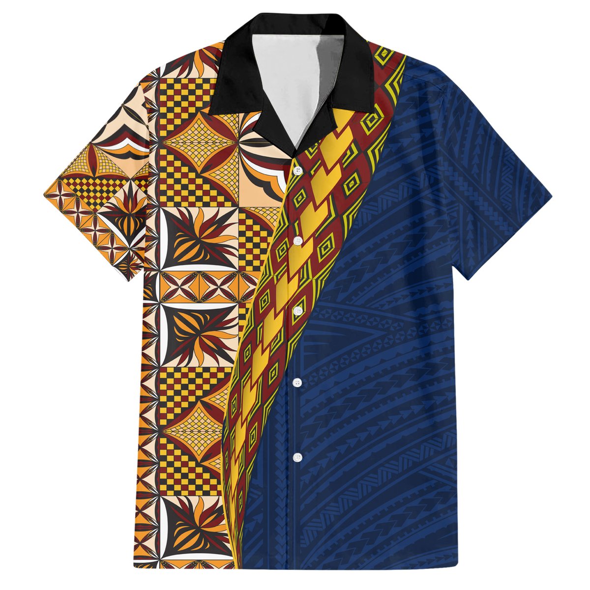 Samoan Siapo Hawaiian Shirt Tatau Pattern Half Style LT03 Yellow - Polynesian Pride