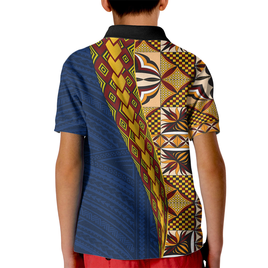 Samoan Siapo Kid Polo Shirt Tatau Pattern Half Style LT03 - Polynesian Pride