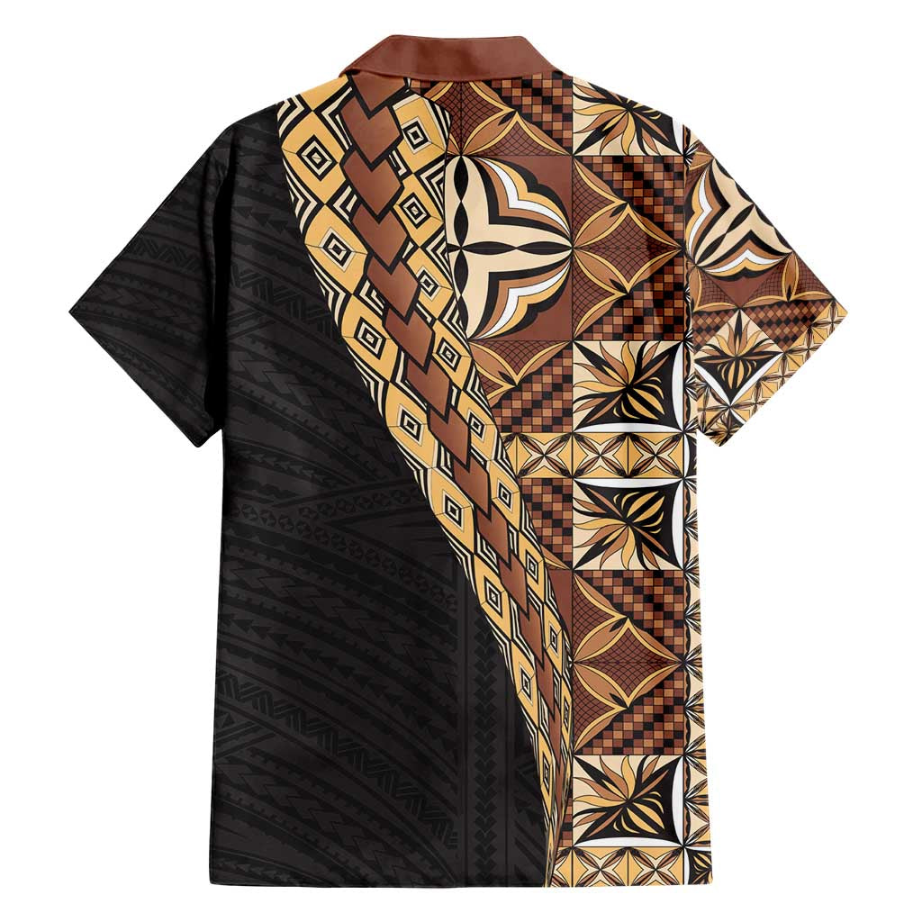 Samoan Siapo Family Matching Short Sleeve Bodycon Dress and Hawaiian Shirt Tatau Pattern Half Style Retro Mode LT03