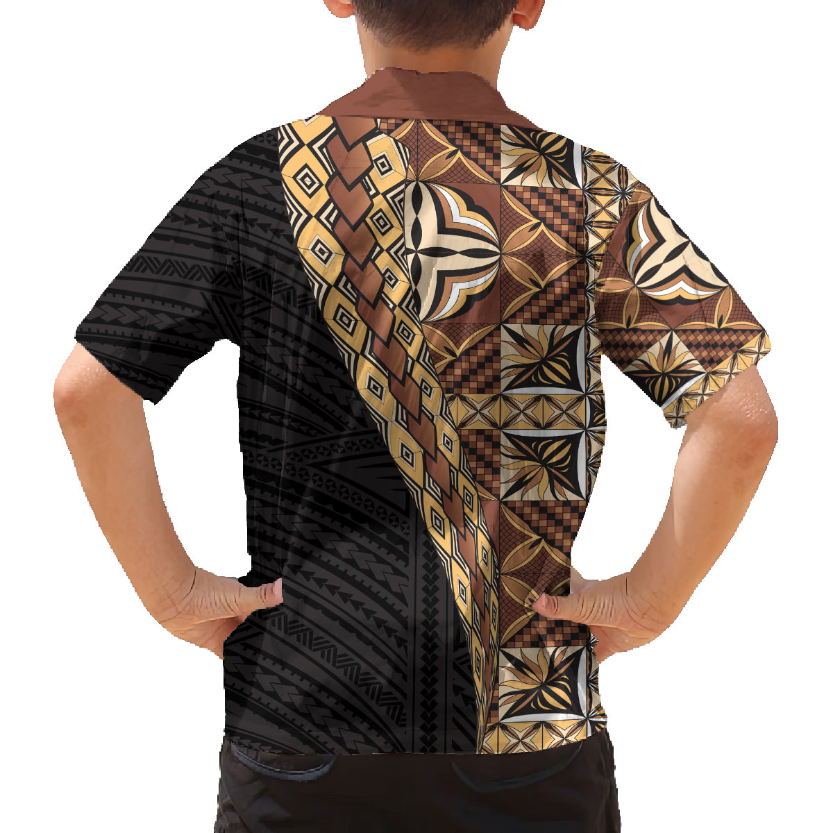 Samoan Siapo Family Matching Summer Maxi Dress and Hawaiian Shirt Tatau Pattern Half Style Retro Mode LT03 - Polynesian Pride