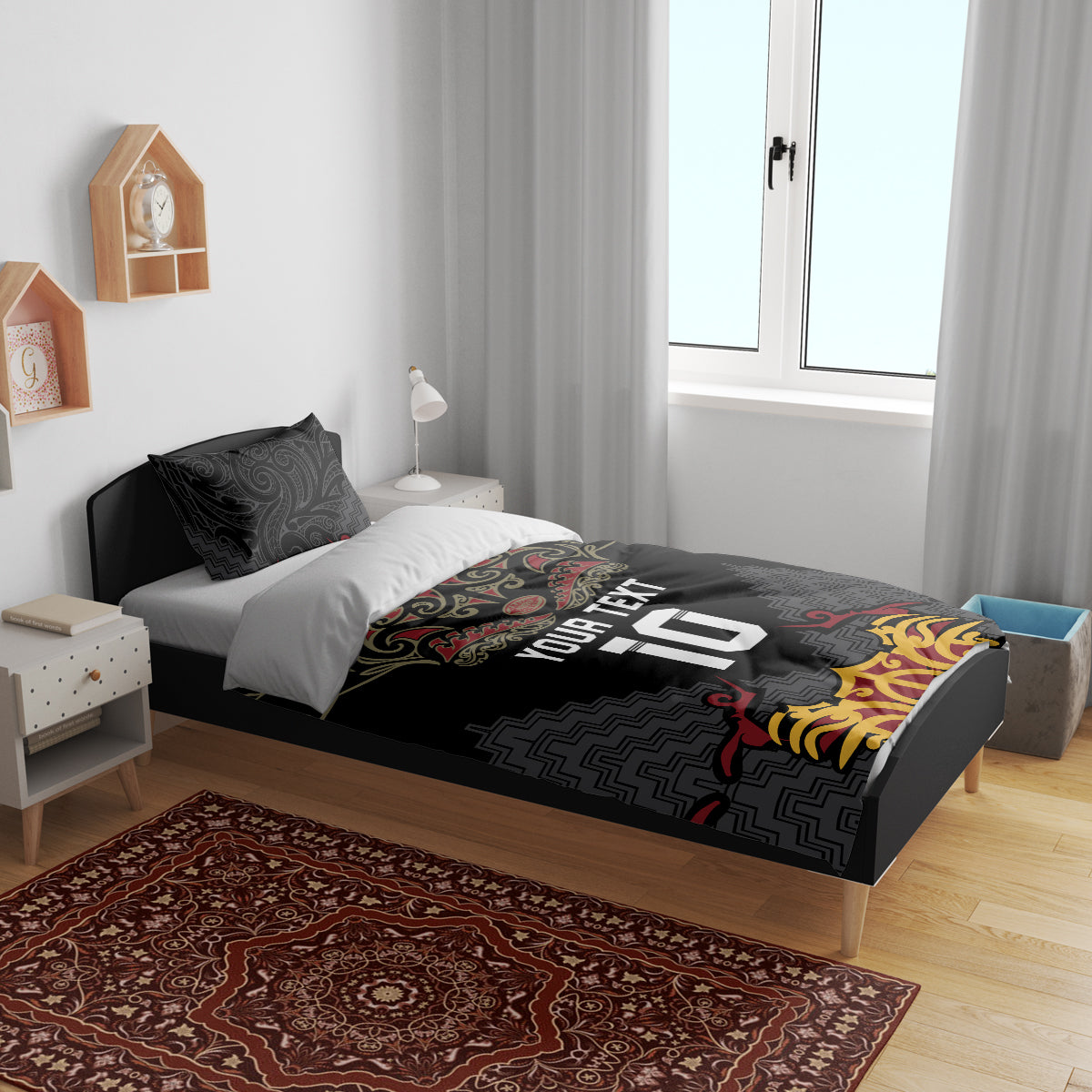 Custom New Zealand Rugby Bedding Set Black Fern Maori Tribal Pattern