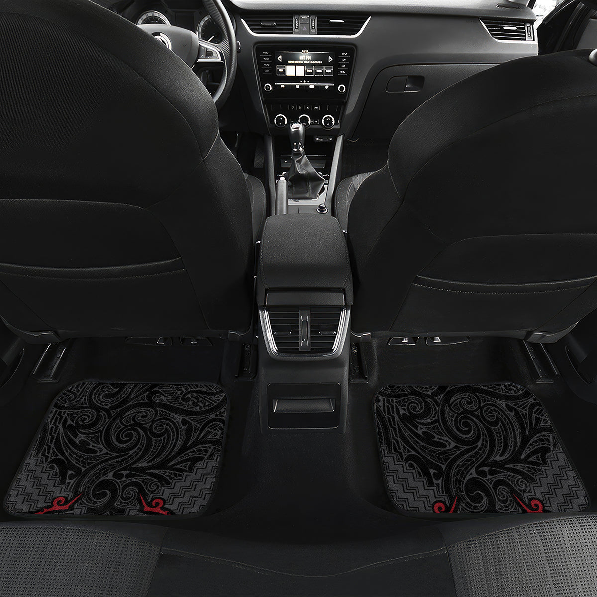 Custom New Zealand Rugby Car Mats Black Fern Maori Tribal Pattern