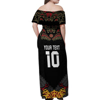 Custom New Zealand Rugby Family Matching Off Shoulder Maxi Dress and Hawaiian Shirt Black Fern Maori Tribal Pattern LT03 - Polynesian Pride