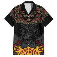 Custom New Zealand Rugby Family Matching Puletasi and Hawaiian Shirt Black Fern Maori Tribal Pattern LT03 Dad's Shirt - Short Sleeve Black - Polynesian Pride