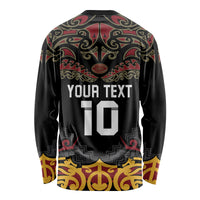 Custom New Zealand Rugby Long Sleeve Shirt Black Fern Maori Tribal Pattern LT03 - Polynesian Pride