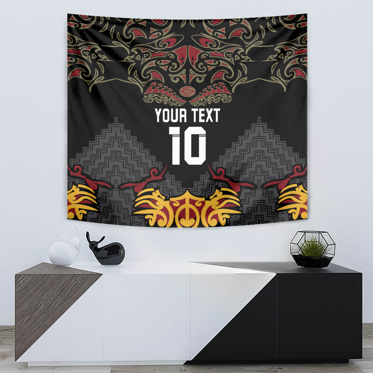 Custom New Zealand Rugby Tapestry Black Fern Maori Tribal Pattern