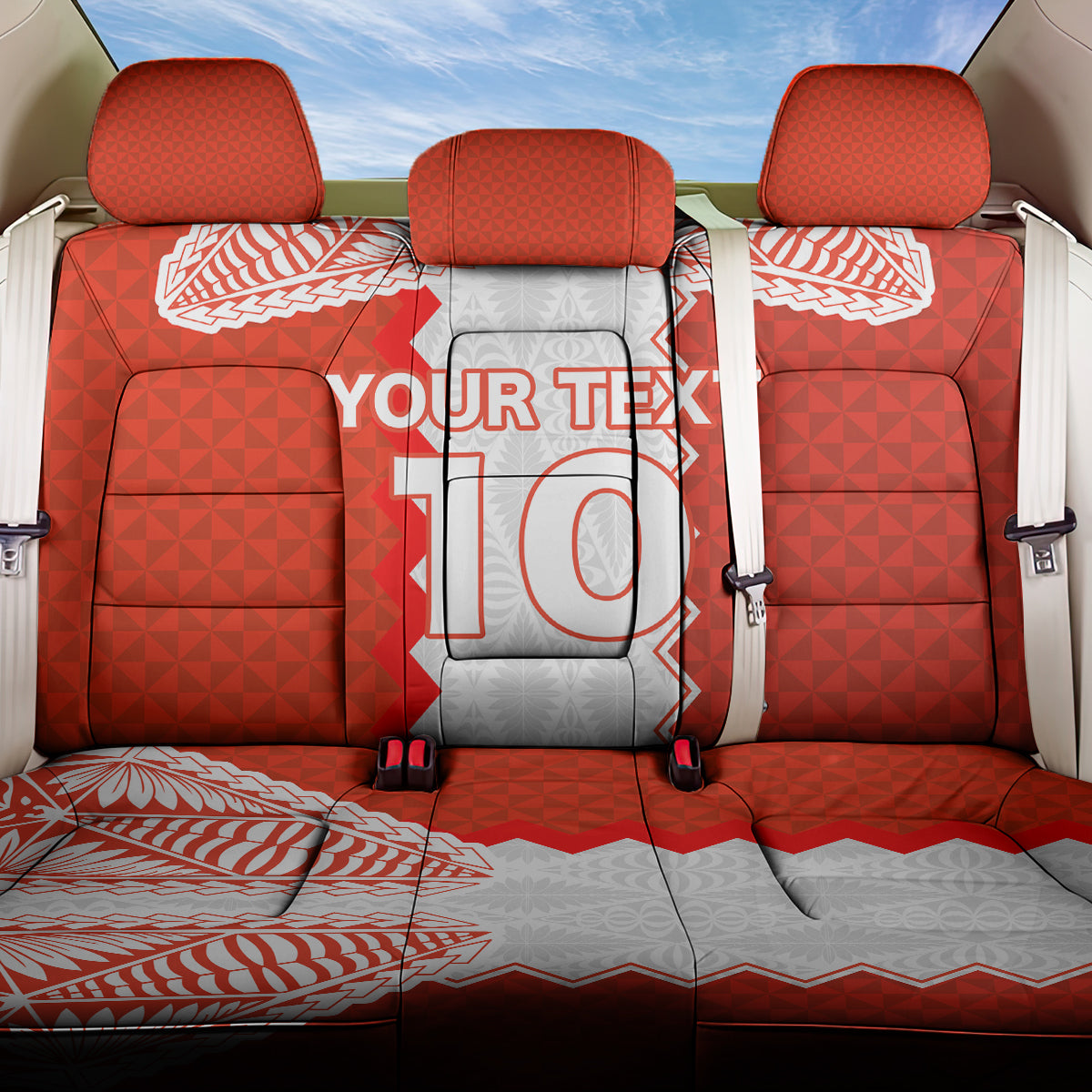 Custom Tonga Rugby Back Car Seat Cover Ikale Tahi Ngatu Tribal Pattern LT03 One Size Orange - Polynesian Pride