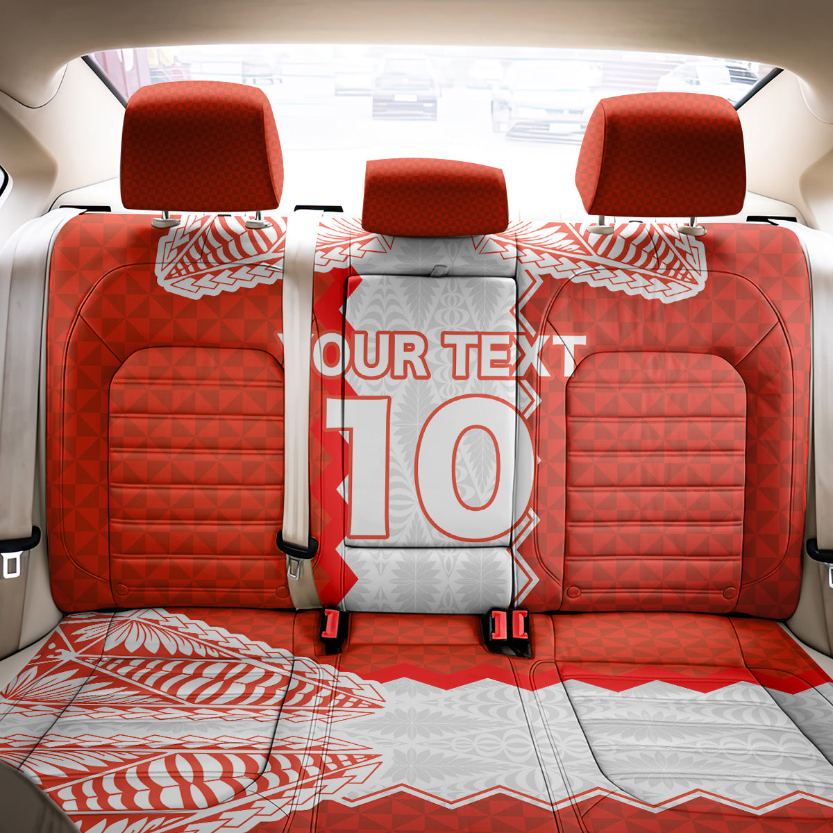 Custom Tonga Rugby Back Car Seat Cover Ikale Tahi Ngatu Tribal Pattern LT03 - Polynesian Pride