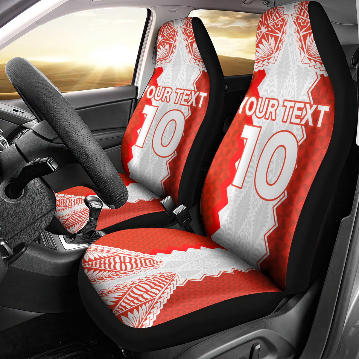 Custom Tonga Rugby Car Seat Cover Ikale Tahi Ngatu Tribal Pattern LT03 - Polynesian Pride