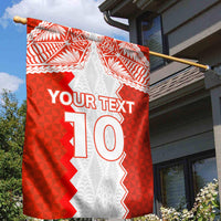 Custom Tonga Rugby Garden Flag Ikale Tahi Ngatu Tribal Pattern