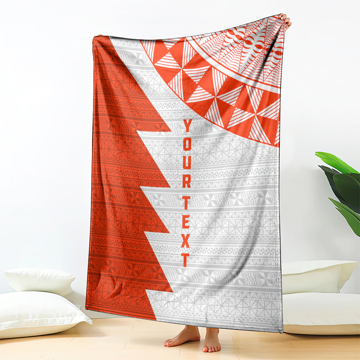 Custom Tonga Rugby Blanket Ikale Tahi Ngatu Tribal Pattern Half Style