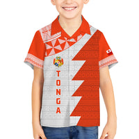 Custom Tonga Rugby Family Matching Off Shoulder Maxi Dress and Hawaiian Shirt Ikale Tahi Ngatu Tribal Pattern Half Style LT03