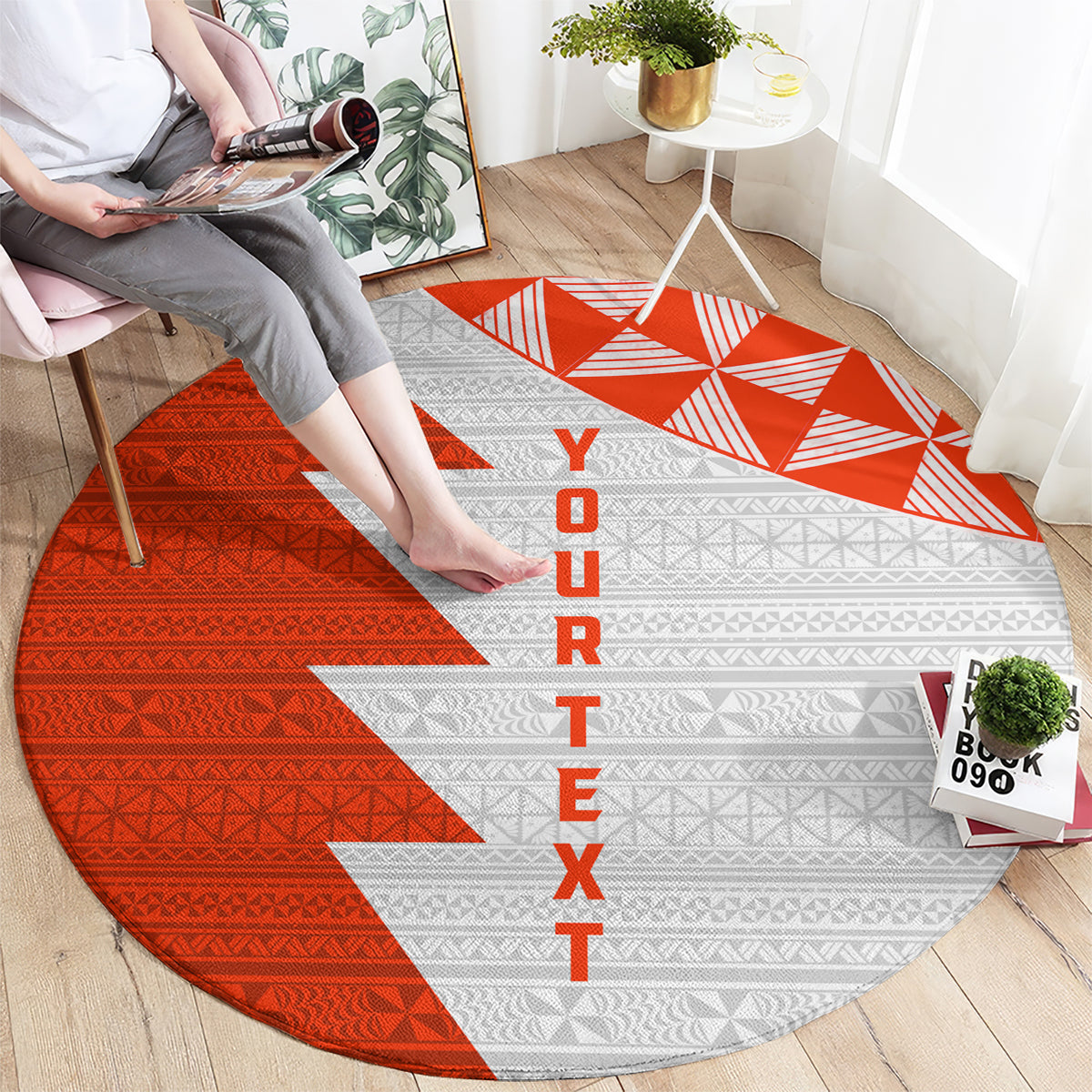 Custom Tonga Rugby Round Carpet Ikale Tahi Ngatu Tribal Pattern Half Style