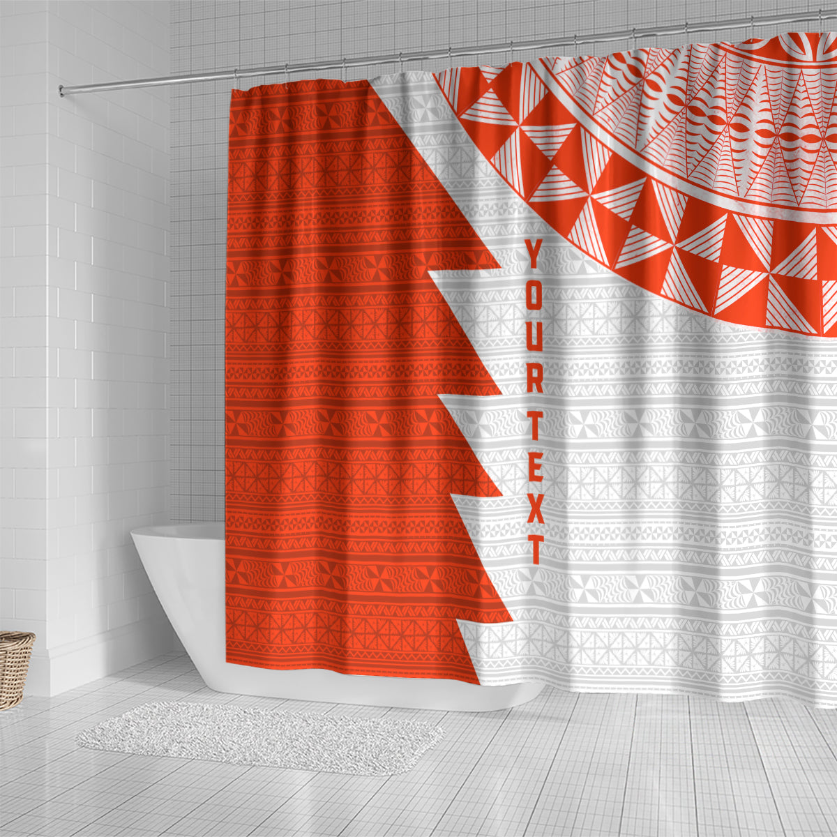 Custom Tonga Rugby Shower Curtain Ikale Tahi Ngatu Tribal Pattern Half Style