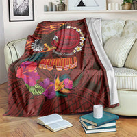 American Samoa Manulele Tausala Nu'uuli Blanket Tatau Art Pattern with Tropical Plants