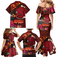 American Samoa Manulele Tausala Nu'uuli Family Matching Mermaid Dress and Hawaiian Shirt Tatau Art Pattern with Tropical Plants LT03 - Polynesian Pride