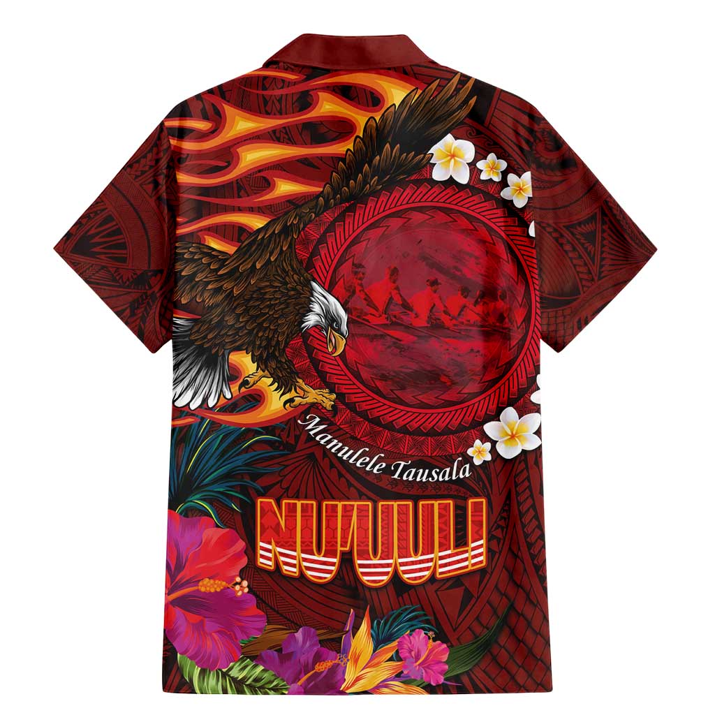 American Samoa Manulele Tausala Nu'uuli Family Matching Mermaid Dress and Hawaiian Shirt Tatau Art Pattern with Tropical Plants LT03 - Polynesian Pride