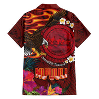 American Samoa Manulele Tausala Nu'uuli Family Matching Short Sleeve Bodycon Dress and Hawaiian Shirt Tatau Art Pattern with Tropical Plants LT03 - Polynesian Pride