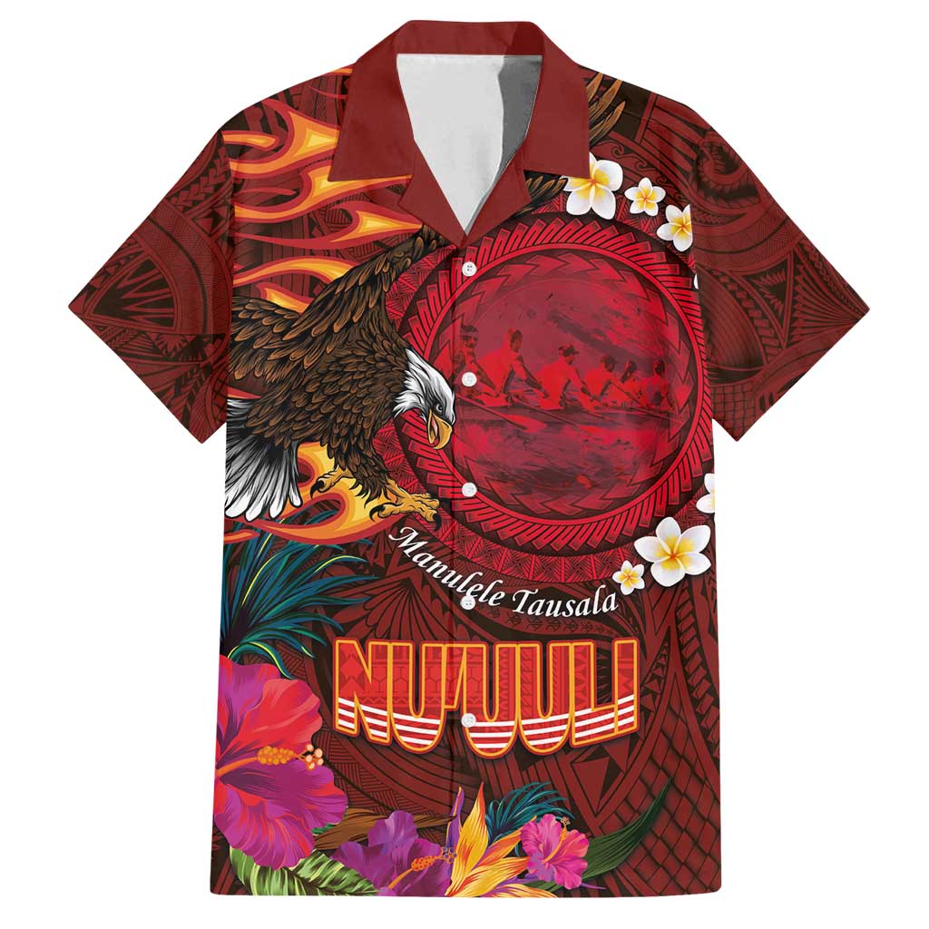 American Samoa Manulele Tausala Nu'uuli Family Matching Summer Maxi Dress and Hawaiian Shirt Tatau Art Pattern with Tropical Plants