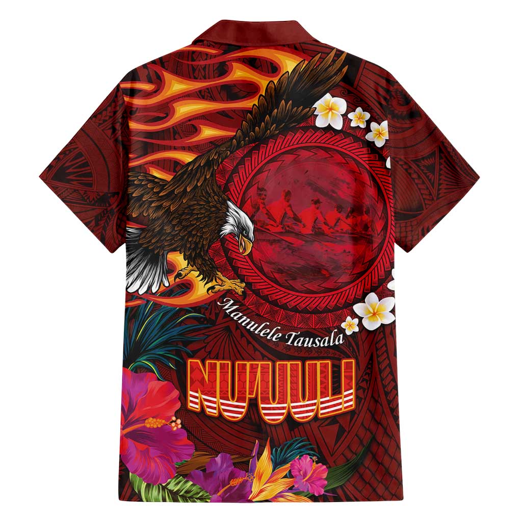 American Samoa Manulele Tausala Nu'uuli Family Matching Summer Maxi Dress and Hawaiian Shirt Tatau Art Pattern with Tropical Plants