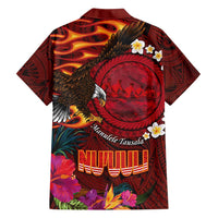 American Samoa Manulele Tausala Nu'uuli Family Matching Summer Maxi Dress and Hawaiian Shirt Tatau Art Pattern with Tropical Plants