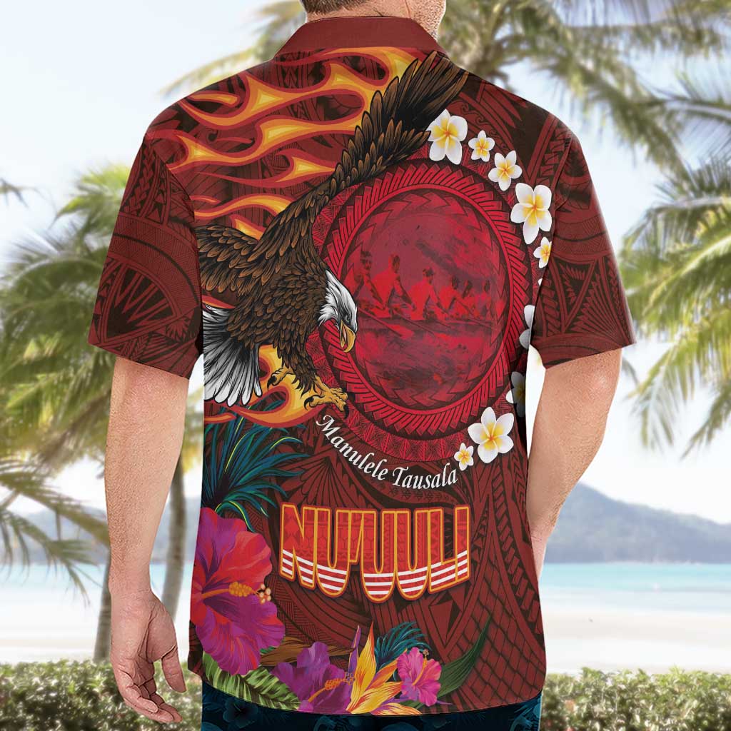 American Samoa Manulele Tausala Nu'uuli Hawaiian Shirt Tatau Art Pattern with Tropical Plants