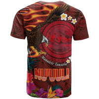 American Samoa Manulele Tausala Nu'uuli T Shirt Tatau Art Pattern with Tropical Plants