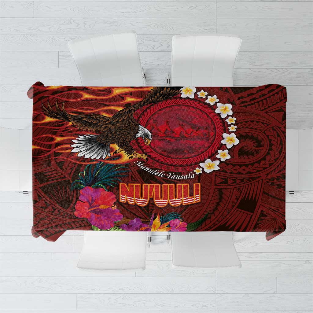 American Samoa Manulele Tausala Nu'uuli Tablecloth Tatau Art Pattern with Tropical Plants