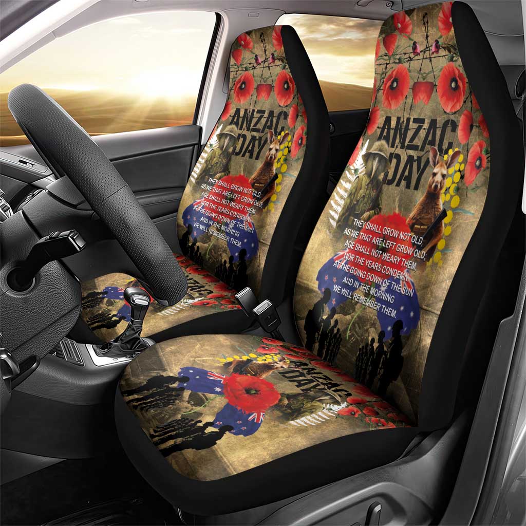 Australia and New Zealand ANZAC Day Car Seat Cover Kangaroo and Kiwi Bird Soldier-Honor and Remember Vintage Style LT03 - Polynesian Pride