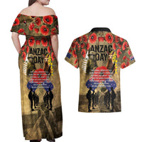 Australia and New Zealand ANZAC Day Couples Matching Off Shoulder Maxi Dress and Hawaiian Shirt Kangaroo and Kiwi Bird Soldier-Honor and Remember Vintage Style LT03 - Polynesian Pride
