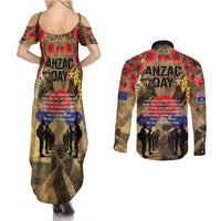 Australia and New Zealand ANZAC Day Couples Matching Summer Maxi Dress and Long Sleeve Button Shirt Kangaroo and Kiwi Bird Soldier-Honor and Remember Vintage Style LT03 - Polynesian Pride