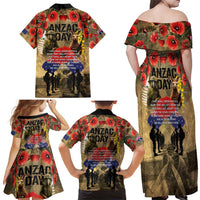 Australia and New Zealand ANZAC Day Family Matching Off Shoulder Maxi Dress and Hawaiian Shirt Kangaroo and Kiwi Bird Soldier-Honor and Remember Vintage Style LT03 - Polynesian Pride