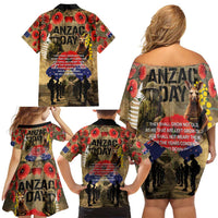 Australia and New Zealand ANZAC Day Family Matching Off Shoulder Short Dress and Hawaiian Shirt Kangaroo and Kiwi Bird Soldier-Honor and Remember Vintage Style LT03 - Polynesian Pride
