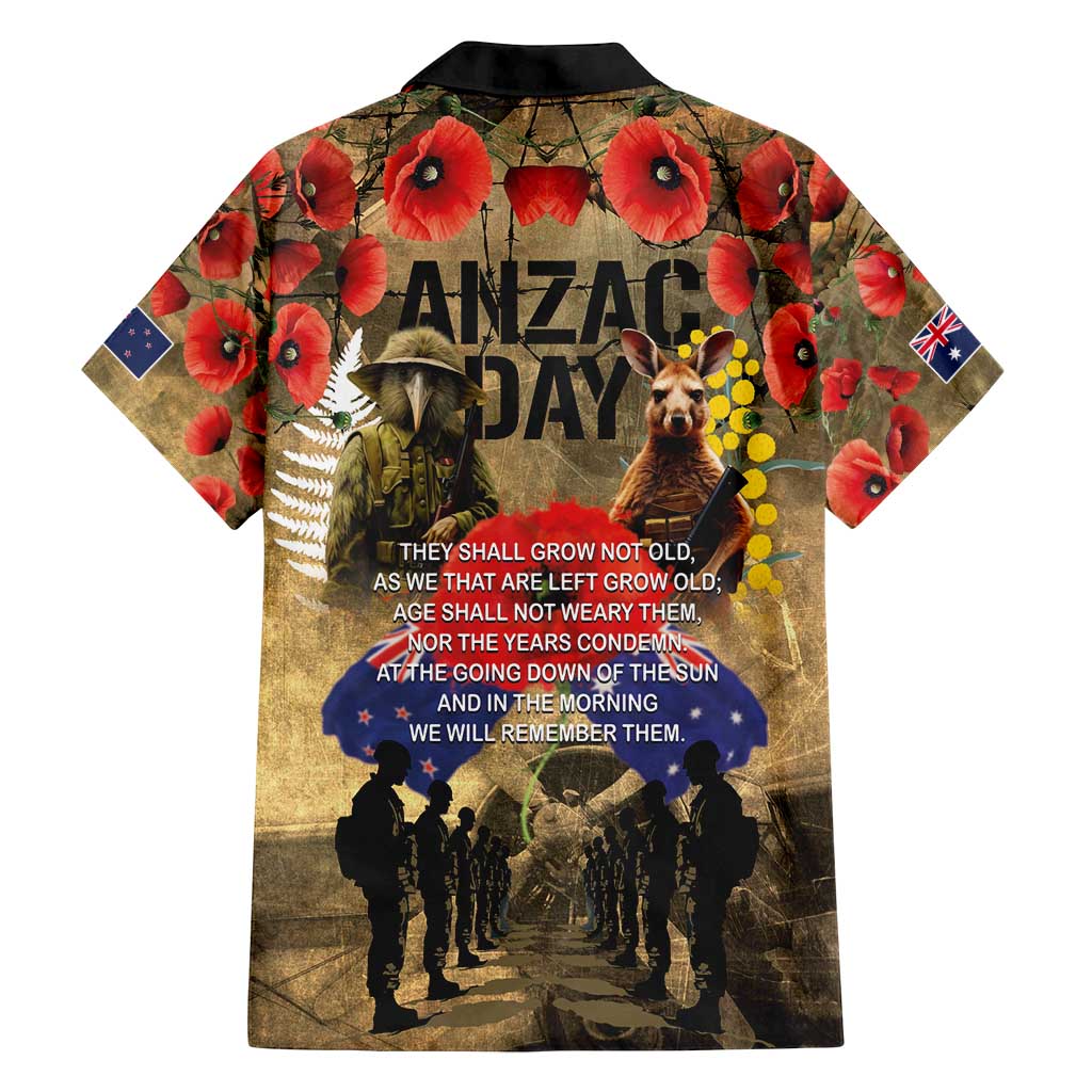 Australia and New Zealand ANZAC Day Family Matching Off Shoulder Short Dress and Hawaiian Shirt Kangaroo and Kiwi Bird Soldier-Honor and Remember Vintage Style LT03 - Polynesian Pride