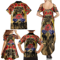 Australia and New Zealand ANZAC Day Family Matching Summer Maxi Dress and Hawaiian Shirt Kangaroo and Kiwi Bird Soldier-Honor and Remember Vintage Style LT03 - Polynesian Pride