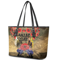 Australia and New Zealand ANZAC Day Leather Tote Bag Kangaroo and Kiwi Bird Soldier-Honor and Remember Vintage Style LT03 - Polynesian Pride