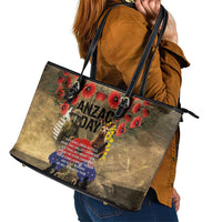 Australia and New Zealand ANZAC Day Leather Tote Bag Kangaroo and Kiwi Bird Soldier-Honor and Remember Vintage Style LT03 - Polynesian Pride