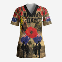 Australia and New Zealand ANZAC Day Scrub Top Kangaroo and Kiwi Bird Soldier-Honor and Remember Vintage Style - Polynesian Pride