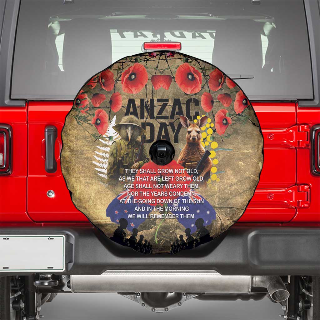 Australia and New Zealand ANZAC Day Spare Tire Cover Kangaroo and Kiwi Bird Soldier-Honor and Remember Vintage Style LT03 - Polynesian Pride
