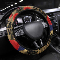 Australia and New Zealand ANZAC Day Steering Wheel Cover Kangaroo and Kiwi Bird Soldier-Honor and Remember Vintage Style LT03 Universal Fit Beige - Polynesian Pride