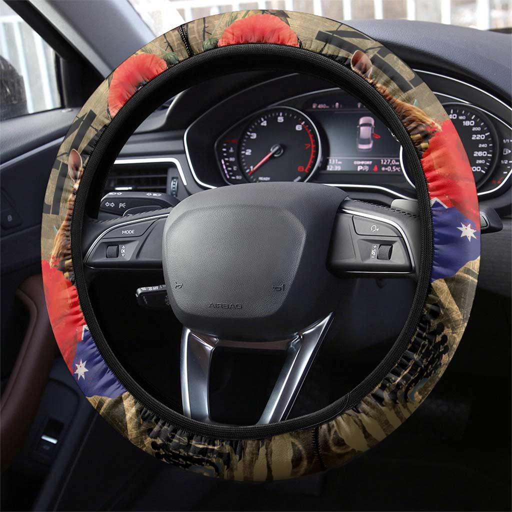 Australia and New Zealand ANZAC Day Steering Wheel Cover Kangaroo and Kiwi Bird Soldier-Honor and Remember Vintage Style LT03 - Polynesian Pride