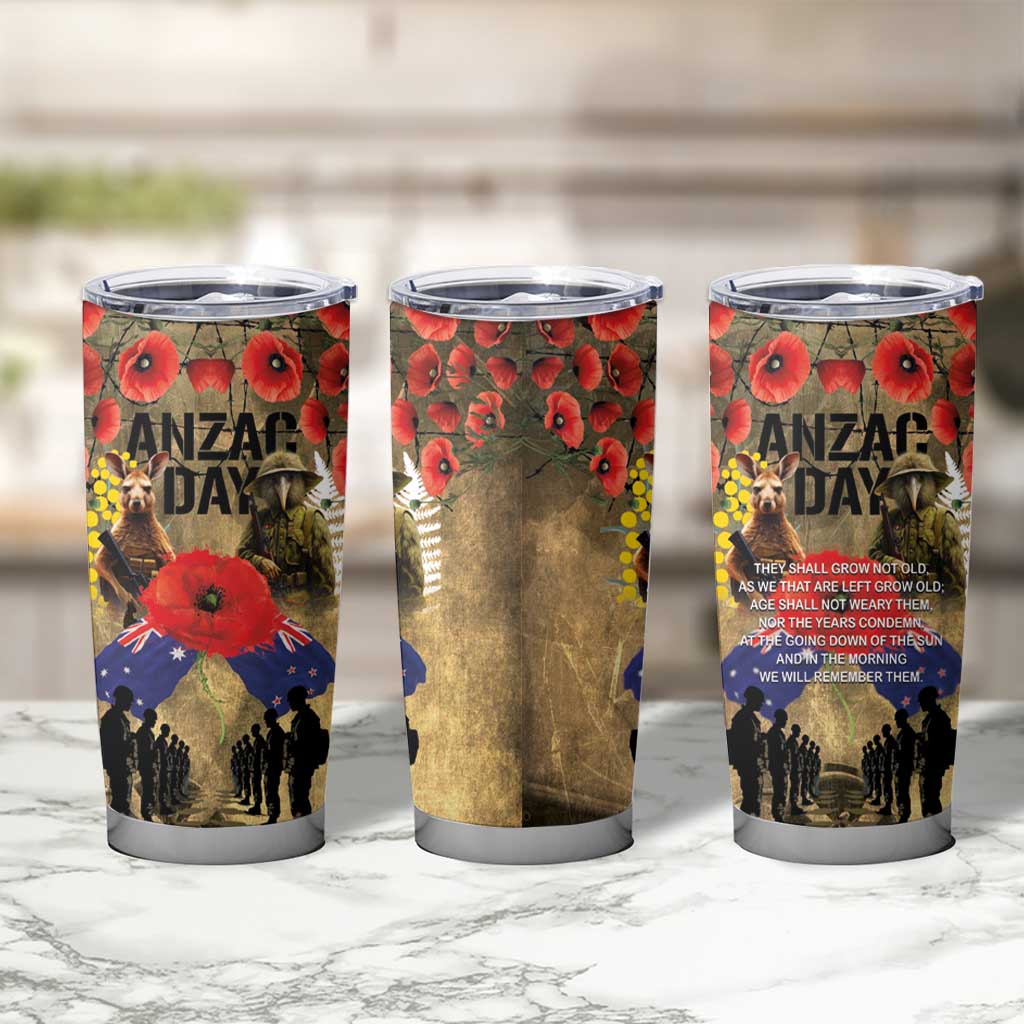 Australia and New Zealand ANZAC Day Tumbler Cup Kangaroo and Kiwi Bird Soldier-Honor and Remember Vintage Style LT03 - Polynesian Pride