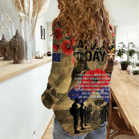 Australia and New Zealand ANZAC Day Women Casual Shirt Kangaroo and Kiwi Bird Soldier-Honor and Remember Vintage Style LT03 - Polynesian Pride
