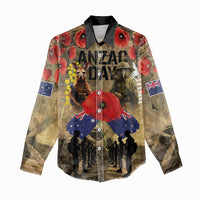 Australia and New Zealand ANZAC Day Women Casual Shirt Kangaroo and Kiwi Bird Soldier-Honor and Remember Vintage Style LT03 - Polynesian Pride