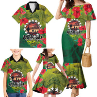 Cook Islands ANDAC Day Family Matching Mermaid Dress and Hawaiian Shirt Honor and Remember Soliders-Forever in My Thoughts Grunge Style LT03 - Polynesian Pride