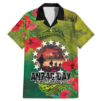 Cook Islands ANDAC Day Family Matching Mermaid Dress and Hawaiian Shirt Honor and Remember Soliders-Forever in My Thoughts Grunge Style LT03 Dad's Shirt - Short Sleeve Green-Yellow - Polynesian Pride