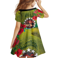 Cook Islands ANDAC Day Family Matching Off The Shoulder Long Sleeve Dress and Hawaiian Shirt Honor and Remember Soliders-Forever in My Thoughts Grunge Style LT03 - Polynesian Pride