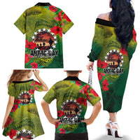 Cook Islands ANDAC Day Family Matching Off The Shoulder Long Sleeve Dress and Hawaiian Shirt Honor and Remember Soliders-Forever in My Thoughts Grunge Style LT03 - Polynesian Pride