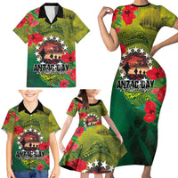 Cook Islands ANDAC Day Family Matching Short Sleeve Bodycon Dress and Hawaiian Shirt Honor and Remember Soliders-Forever in My Thoughts Grunge Style LT03 - Polynesian Pride